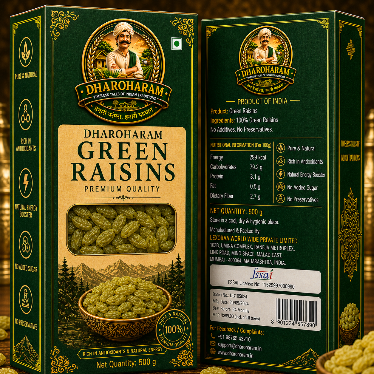 dharoharam premium green raisins 500g dharoharam premium green raisins 500g