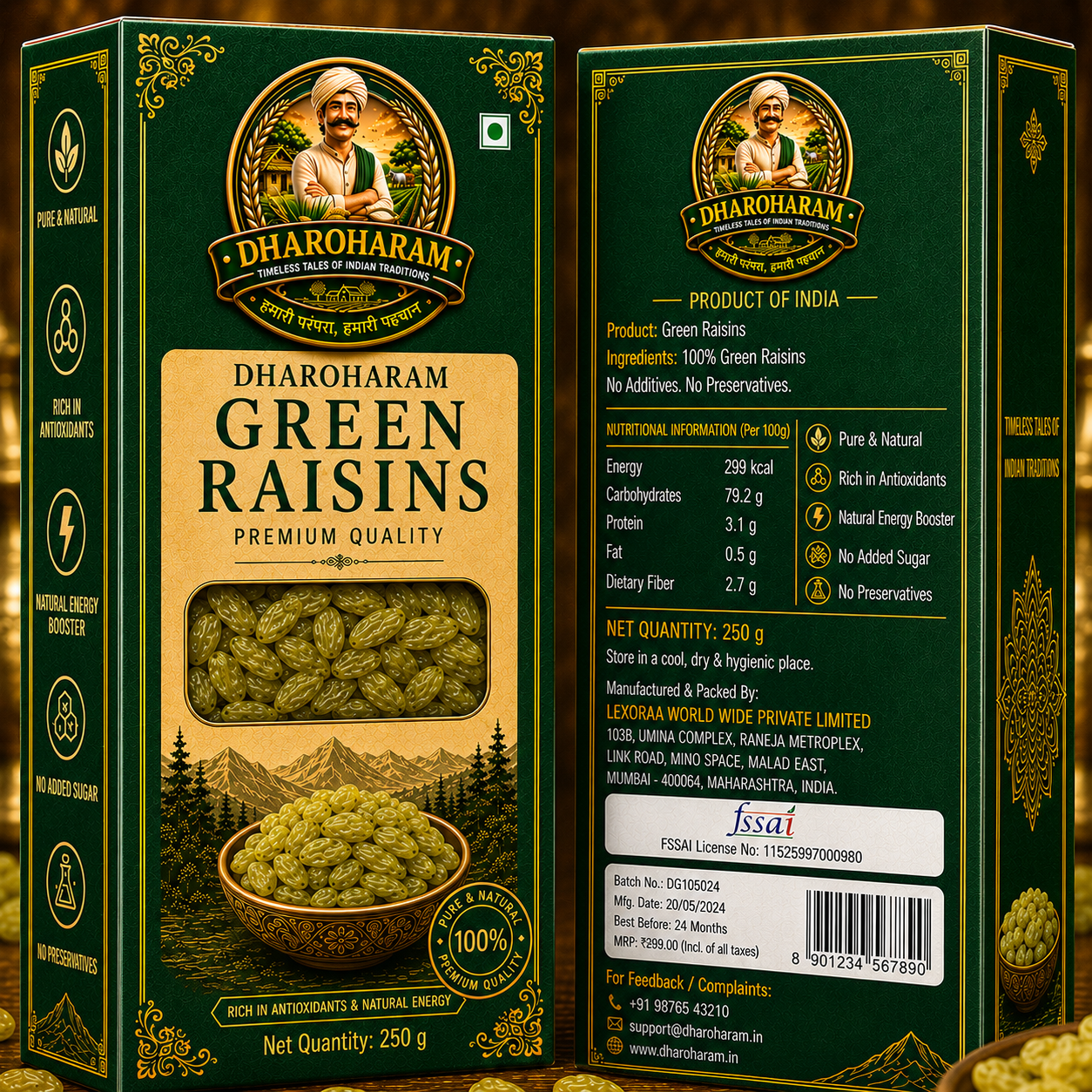 dharoharam premium green raisins 250g dharoharam premium green raisins 250g