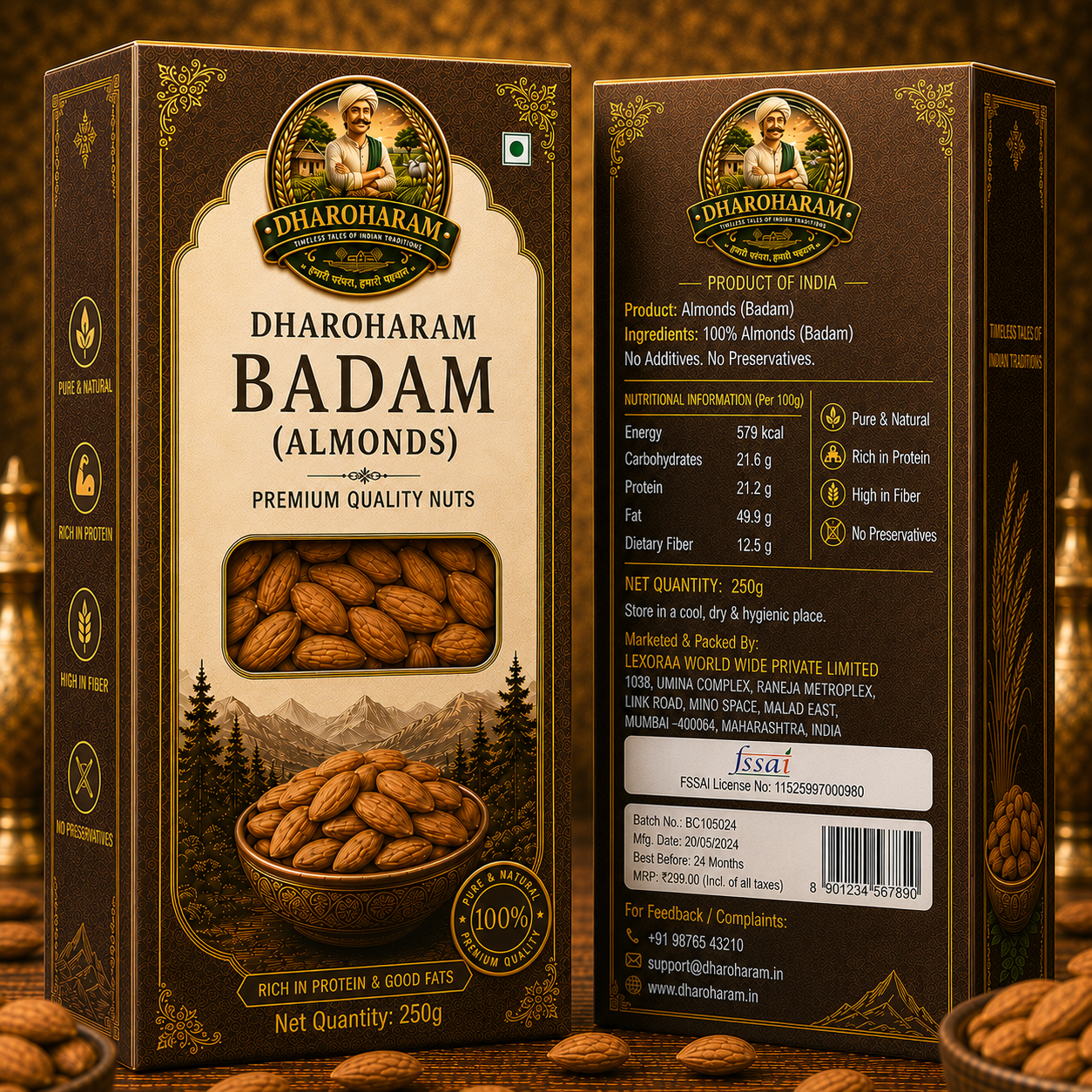 dharoharam premium almonds 250g dharoharam premium almonds 250g