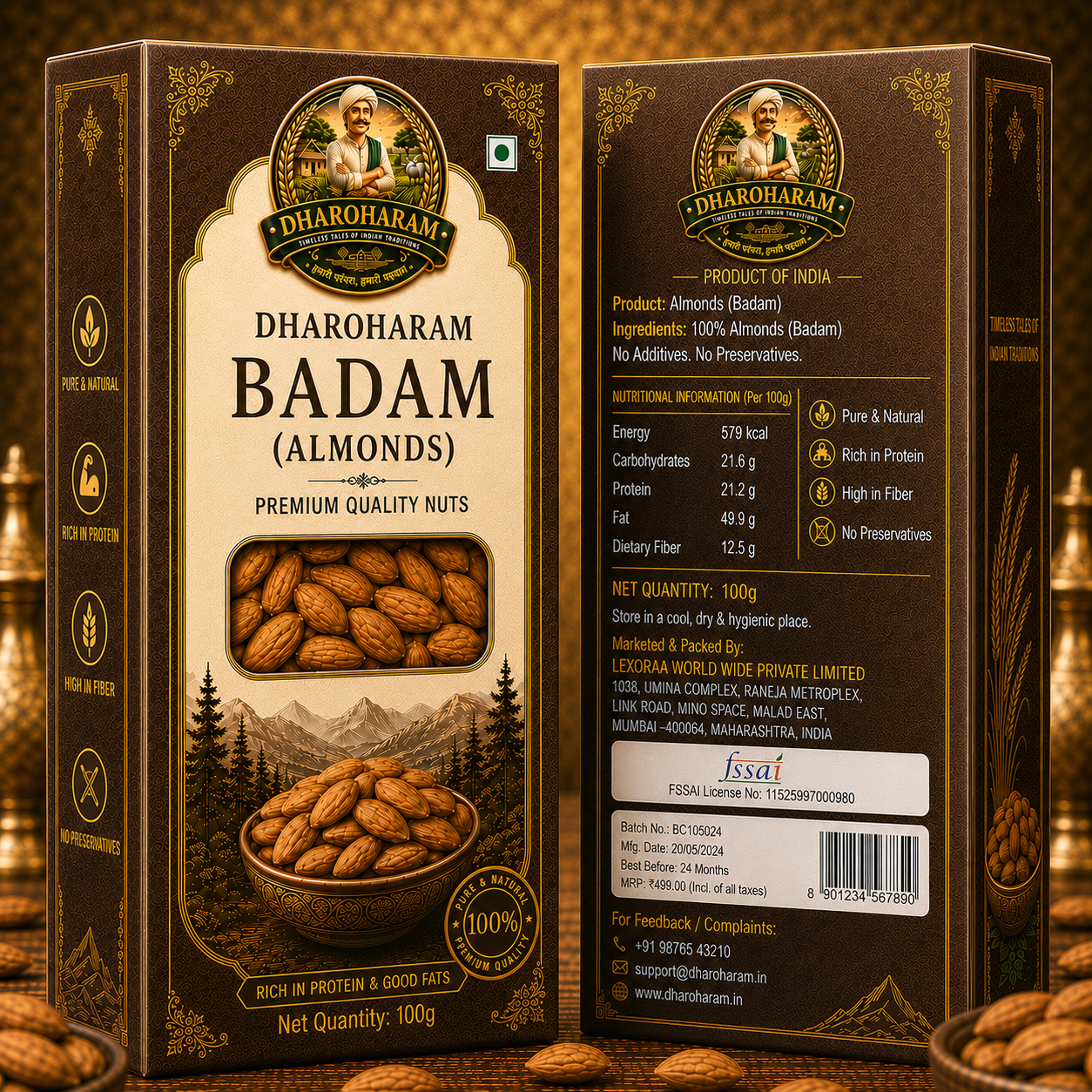 dharoharam premium almonds 100g dharoharam premium almonds 100g