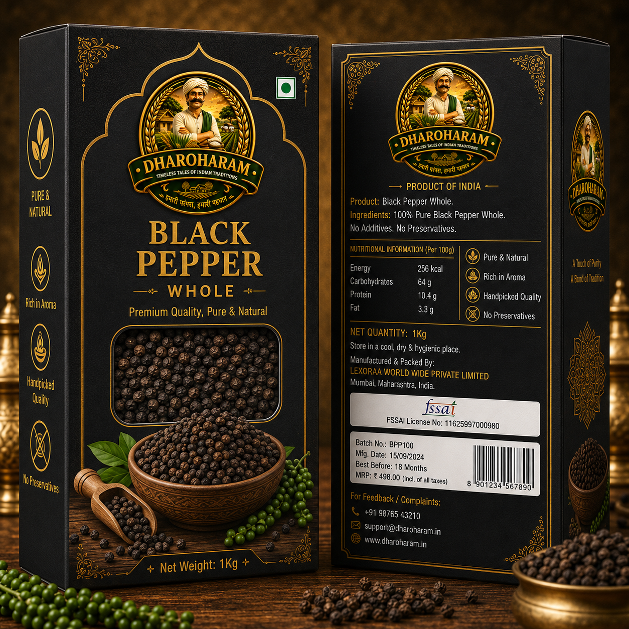 dharoharam premium black pepper 1kg dharoharam premium black pepper 1kg