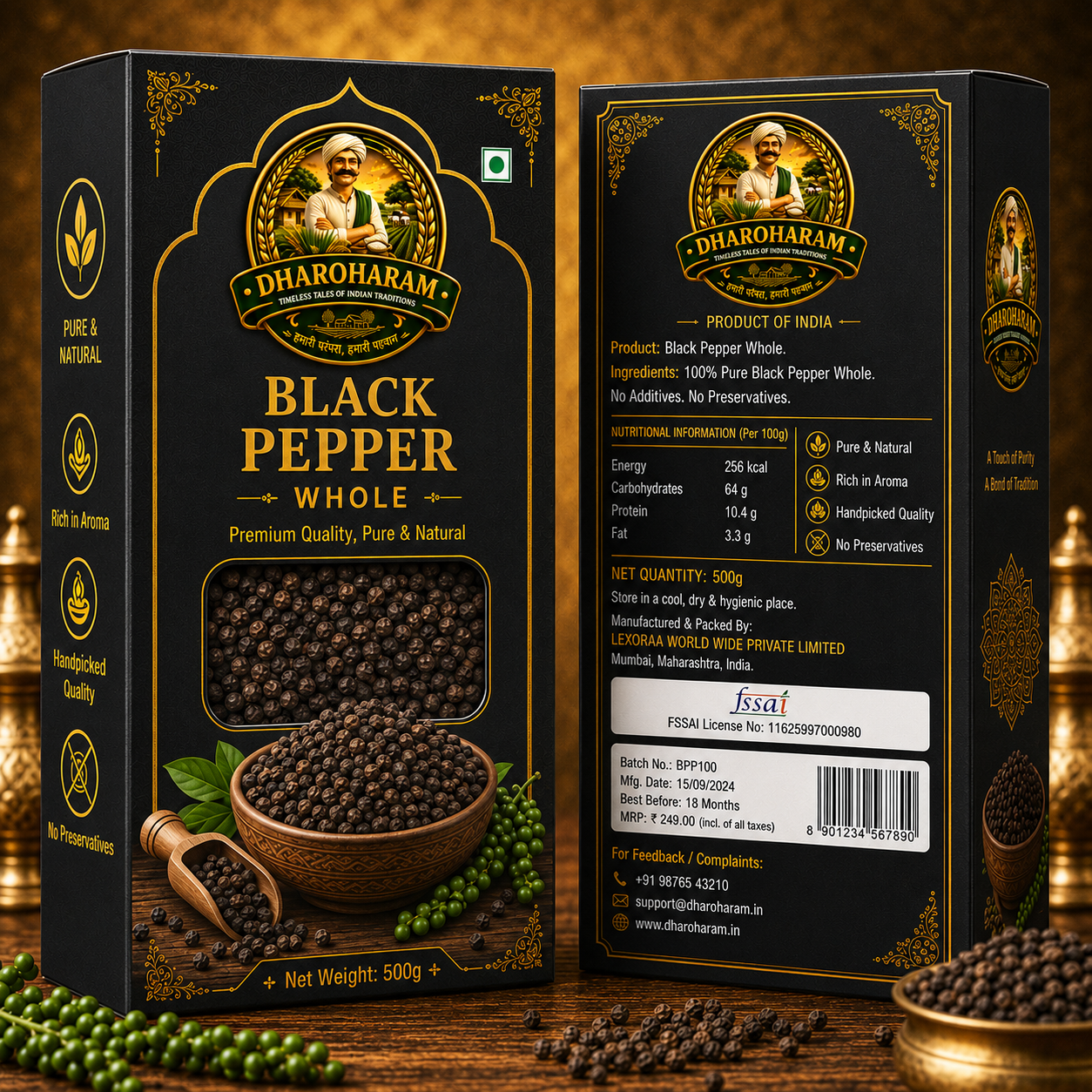 dharoharam premium black pepper 500g dharoharam premium black pepper 500g