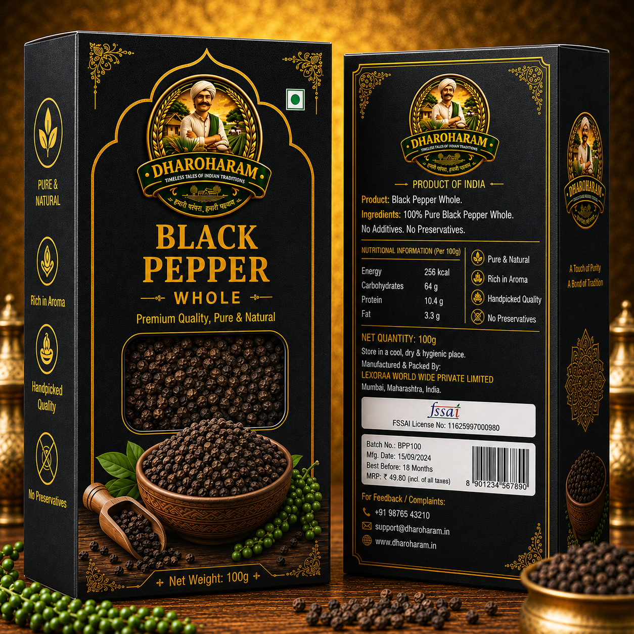 dharoharam premium black pepper 100g dharoharam premium black pepper 100g