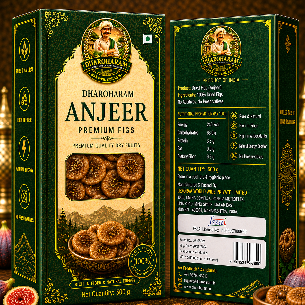dharoharam premium figs/anjeer 500g dharoharam premium figs/anjeer 500g